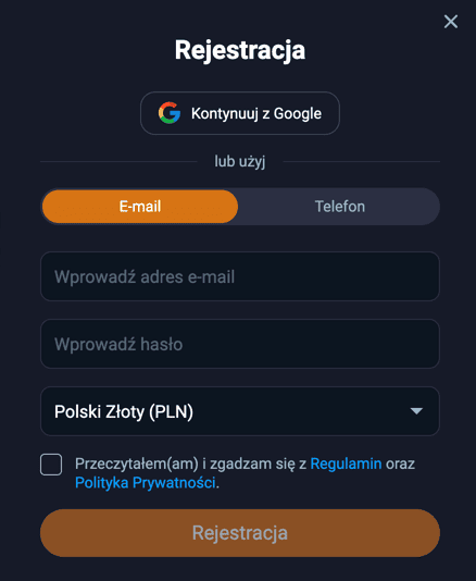 Registration at Vox casino